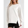imageSHEWIN Womens Oversized Reverse Seam Sweatshirt Casual Long Sleeve Pullover Tops Lightweight Loose Crewneck SweatshirtsA White