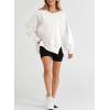 imageSHEWIN Womens Oversized Reverse Seam Sweatshirt Casual Long Sleeve Pullover Tops Lightweight Loose Crewneck SweatshirtsA White