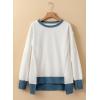 imageSHEWIN Womens Oversized Reverse Seam Sweatshirt Casual Long Sleeve Pullover Tops Lightweight Loose Crewneck SweatshirtsColor Block White