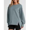 imageSHEWIN Womens Oversized Reverse Seam Sweatshirt Casual Long Sleeve Pullover Tops Lightweight Loose Crewneck SweatshirtsN Mist Blue
