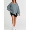 imageSHEWIN Womens Oversized Reverse Seam Sweatshirt Casual Long Sleeve Pullover Tops Lightweight Loose Crewneck SweatshirtsN Mist Blue