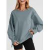 imageSHEWIN Womens Oversized Reverse Seam Sweatshirt Casual Long Sleeve Pullover Tops Lightweight Loose Crewneck SweatshirtsN Mist Blue