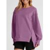 imageSHEWIN Womens Oversized Reverse Seam Sweatshirt Casual Long Sleeve Pullover Tops Lightweight Loose Crewneck SweatshirtsN Pink Purple
