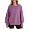 imageSHEWIN Womens Oversized Reverse Seam Sweatshirt Casual Long Sleeve Pullover Tops Lightweight Loose Crewneck SweatshirtsN Pink Purple