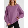 imageSHEWIN Womens Oversized Reverse Seam Sweatshirt Casual Long Sleeve Pullover Tops Lightweight Loose Crewneck SweatshirtsN Pink Purple
