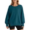 imageSHEWIN Womens Oversized Reverse Seam Sweatshirt Casual Long Sleeve Pullover Tops Lightweight Loose Crewneck SweatshirtsN Real Teal