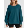 imageSHEWIN Womens Oversized Reverse Seam Sweatshirt Casual Long Sleeve Pullover Tops Lightweight Loose Crewneck SweatshirtsN Real Teal