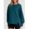 imageSHEWIN Womens Oversized Reverse Seam Sweatshirt Casual Long Sleeve Pullover Tops Lightweight Loose Crewneck SweatshirtsN Real Teal