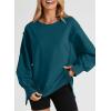 imageSHEWIN Womens Oversized Reverse Seam Sweatshirt Casual Long Sleeve Pullover Tops Lightweight Loose Crewneck SweatshirtsN Real Teal