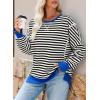 imageSHEWIN Womens Oversized Reverse Seam Sweatshirt Casual Long Sleeve Pullover Tops Lightweight Loose Crewneck SweatshirtsStrpied Black