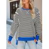 imageSHEWIN Womens Oversized Reverse Seam Sweatshirt Casual Long Sleeve Pullover Tops Lightweight Loose Crewneck SweatshirtsStrpied Black