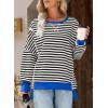 imageSHEWIN Womens Oversized Reverse Seam Sweatshirt Casual Long Sleeve Pullover Tops Lightweight Loose Crewneck SweatshirtsStrpied Black