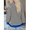 imageSHEWIN Womens Oversized Reverse Seam Sweatshirt Casual Long Sleeve Pullover Tops Lightweight Loose Crewneck SweatshirtsStrpied Black