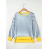 imageSHEWIN Womens Oversized Reverse Seam Sweatshirt Casual Long Sleeve Pullover Tops Lightweight Loose Crewneck SweatshirtsStrpied Blue