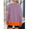 imageSHEWIN Womens Oversized Reverse Seam Sweatshirt Casual Long Sleeve Pullover Tops Lightweight Loose Crewneck SweatshirtsStrpied Pink