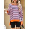 imageSHEWIN Womens Oversized Reverse Seam Sweatshirt Casual Long Sleeve Pullover Tops Lightweight Loose Crewneck SweatshirtsStrpied Pink