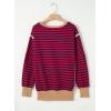 imageSHEWIN Womens Oversized Reverse Seam Sweatshirt Casual Long Sleeve Pullover Tops Lightweight Loose Crewneck SweatshirtsStrpied Red
