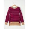 imageSHEWIN Womens Oversized Reverse Seam Sweatshirt Casual Long Sleeve Pullover Tops Lightweight Loose Crewneck SweatshirtsStrpied Red
