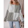 imageSHEWIN Womens Oversized Sweatshirts Casual Loose Button Henley Fashion Comfort Colors Pullover TopsGrey