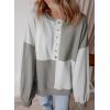 imageSHEWIN Womens Oversized Sweatshirts Casual Loose Button Henley Fashion Comfort Colors Pullover TopsGrey