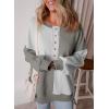 imageSHEWIN Womens Oversized Sweatshirts Casual Loose Button Henley Fashion Comfort Colors Pullover TopsGrey