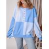 imageSHEWIN Womens Oversized Sweatshirts Casual Loose Button Henley Fashion Comfort Colors Pullover TopsLight Blue