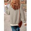 imageSHEWIN Womens Striped Sweatshirt Crewneck Casual Long Sleeve Pullover Tops Trendy 2025Apricot and Black Stripe