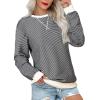 imageSHEWIN Womens Striped Sweatshirt Crewneck Casual Long Sleeve Pullover Tops Trendy 2025Apricot and Gray Stripe