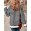 imageSHEWIN Womens Striped Sweatshirt Crewneck Casual Long Sleeve Pullover Tops Trendy 2025Apricot and Gray Stripe