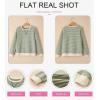 imageSHEWIN Womens Striped Sweatshirt Crewneck Casual Long Sleeve Pullover Tops Trendy 2025Apricot and Green Stripe