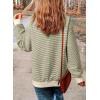 imageSHEWIN Womens Striped Sweatshirt Crewneck Casual Long Sleeve Pullover Tops Trendy 2025Apricot and Green Stripe