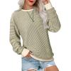 imageSHEWIN Womens Striped Sweatshirt Crewneck Casual Long Sleeve Pullover Tops Trendy 2025Apricot and Green Stripe
