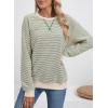 imageSHEWIN Womens Striped Sweatshirt Crewneck Casual Long Sleeve Pullover Tops Trendy 2025Apricot and Green Stripe