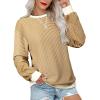 imageSHEWIN Womens Striped Sweatshirt Crewneck Casual Long Sleeve Pullover Tops Trendy 2025Apricot and Light French Beige Stripe