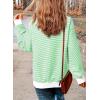 imageSHEWIN Womens Striped Sweatshirt Crewneck Casual Long Sleeve Pullover Tops Trendy 2025Black and Light Green Stripe