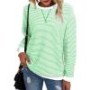 imageSHEWIN Womens Striped Sweatshirt Crewneck Casual Long Sleeve Pullover Tops Trendy 2025Black and Light Green Stripe
