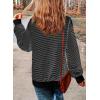 imageSHEWIN Womens Striped Sweatshirt Crewneck Casual Long Sleeve Pullover Tops Trendy 2025Black and White Stripe