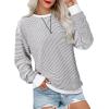 imageSHEWIN Womens Striped Sweatshirt Crewneck Casual Long Sleeve Pullover Tops Trendy 2025White and Black Stripe
