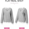 imageSHEWIN Womens Striped Sweatshirt Crewneck Casual Long Sleeve Pullover Tops Trendy 2025White and Black Stripe