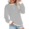 imageSHEWIN Womens Striped Sweatshirt Crewneck Casual Long Sleeve Pullover Tops Trendy 2025White and Gray Stripe