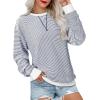 imageSHEWIN Womens Striped Sweatshirt Crewneck Casual Long Sleeve Pullover Tops Trendy 2025White and Navy Blue Stripe