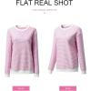 imageSHEWIN Womens Striped Sweatshirt Crewneck Casual Long Sleeve Pullover Tops Trendy 2025White and Pink Stripe