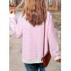 imageSHEWIN Womens Striped Sweatshirt Crewneck Casual Long Sleeve Pullover Tops Trendy 2025White and Pink Stripe
