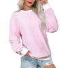 imageSHEWIN Womens Striped Sweatshirt Crewneck Casual Long Sleeve Pullover Tops Trendy 2025White and Pink Stripe