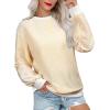 imageSHEWIN Womens Striped Sweatshirt Crewneck Casual Long Sleeve Pullover Tops Trendy 2025White and Yellow Stripe