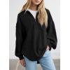 imageSHEWIN Womens Sweatshirt Casual Waffle Knit Half Zip Pullover Loose Long Sleeve Tops Fall Outfit ClothesBlack