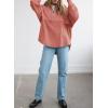 imageSHEWIN Womens Sweatshirt Casual Waffle Knit Half Zip Pullover Loose Long Sleeve Tops Fall Outfit ClothesBrick Red
