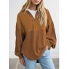 imageSHEWIN Womens Sweatshirt Casual Waffle Knit Half Zip Pullover Loose Long Sleeve Tops Fall Outfit ClothesBrown