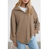 imageSHEWIN Womens Sweatshirt Casual Waffle Knit Half Zip Pullover Loose Long Sleeve Tops Fall Outfit ClothesCoffee