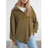 imageSHEWIN Womens Sweatshirt Casual Waffle Knit Half Zip Pullover Loose Long Sleeve Tops Fall Outfit ClothesDeep Brown